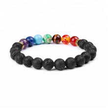 Load image into Gallery viewer, Diffuser Armband | 7 Chakra - Lavastenen