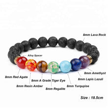 Load image into Gallery viewer, Diffuser Armband | 7 Chakra - Lavastenen